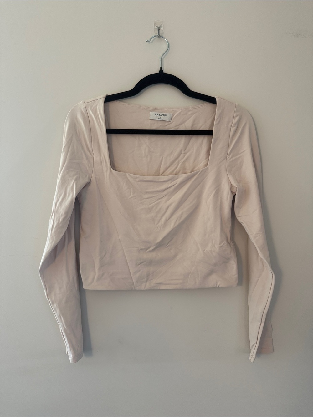 Babaton Blush Square Neck Long Sleeve Crop Top